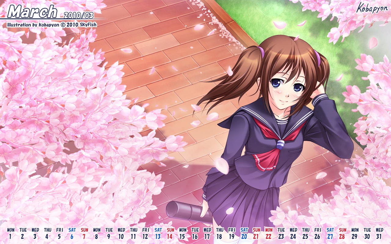 calendar, kobapyon, seifuku, skyfish, wallpaper
