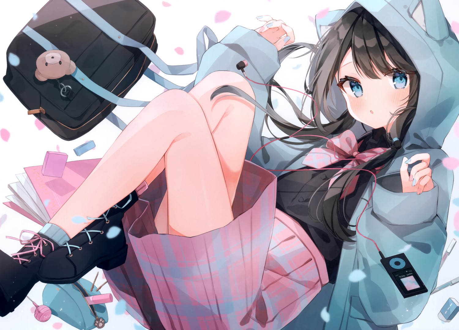 animal_ears, nekomimi, pirori_kingdom, pirose, seifuku, skirt_lift