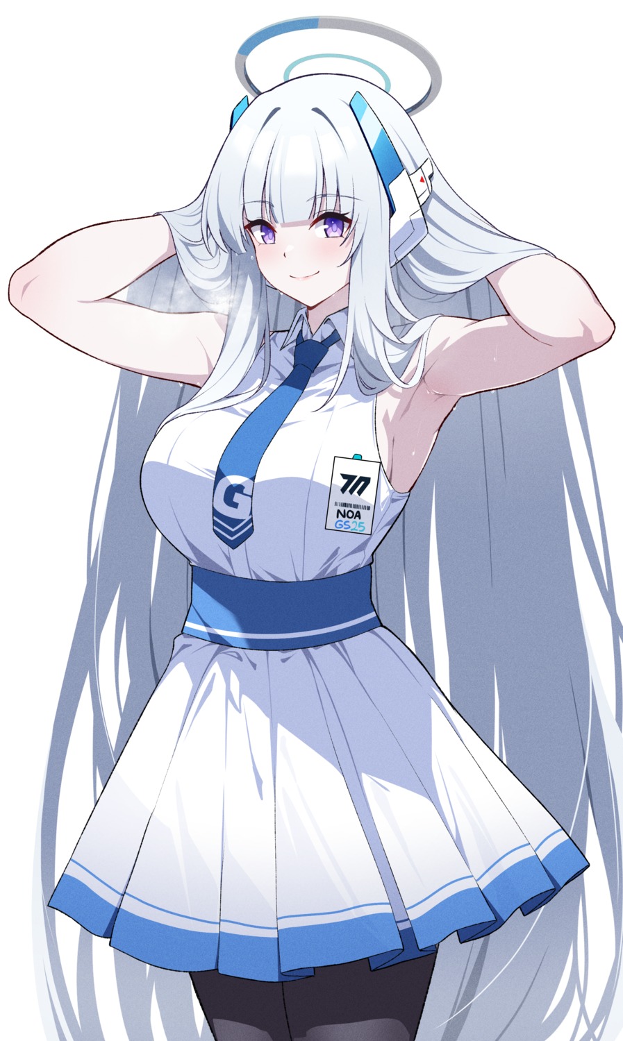 blue_archive, gs25, halo, no_bra, pantyhose, reia_76, uniform, ushio_noa