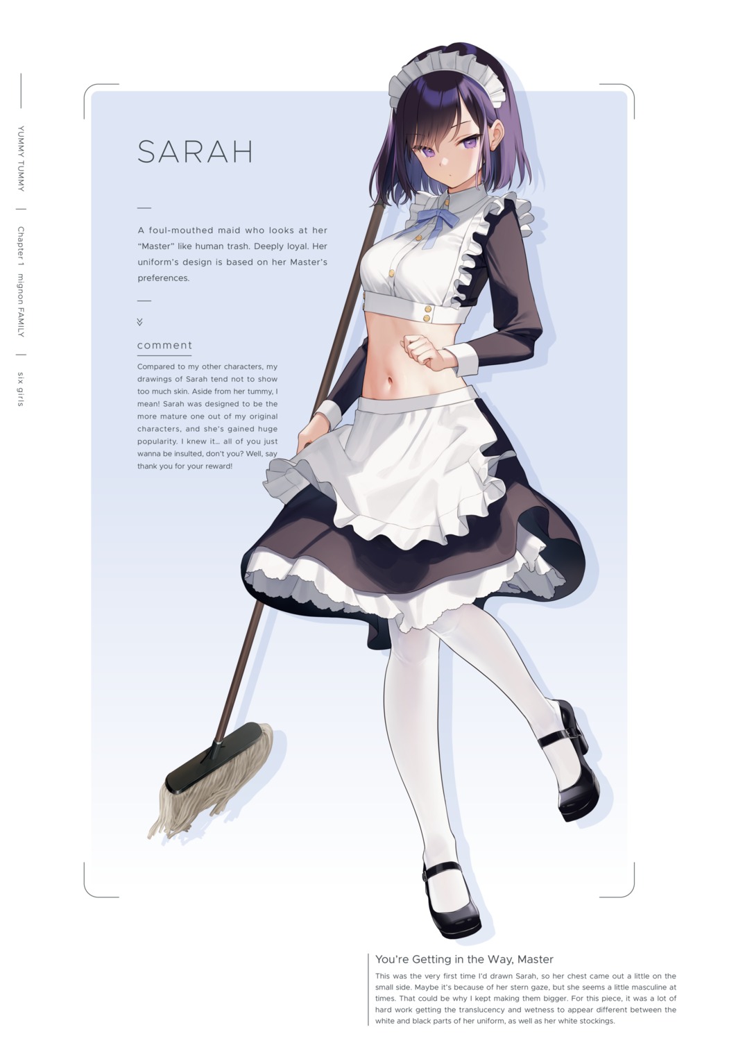 digital_version, heels, maid, mignon, sarah_(mignon), skirt_lift, translated