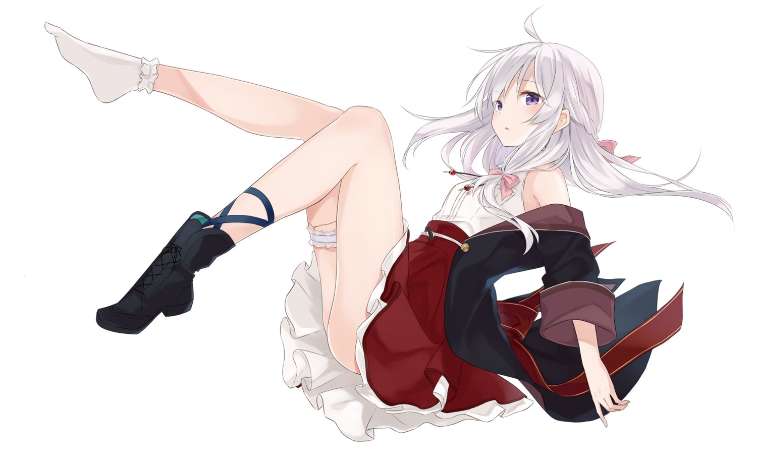 azuuru, elaina_(majotabi), garter, heels, majo_no_tabitabi, riviere_to_inori_no_kuni, skirt_lift