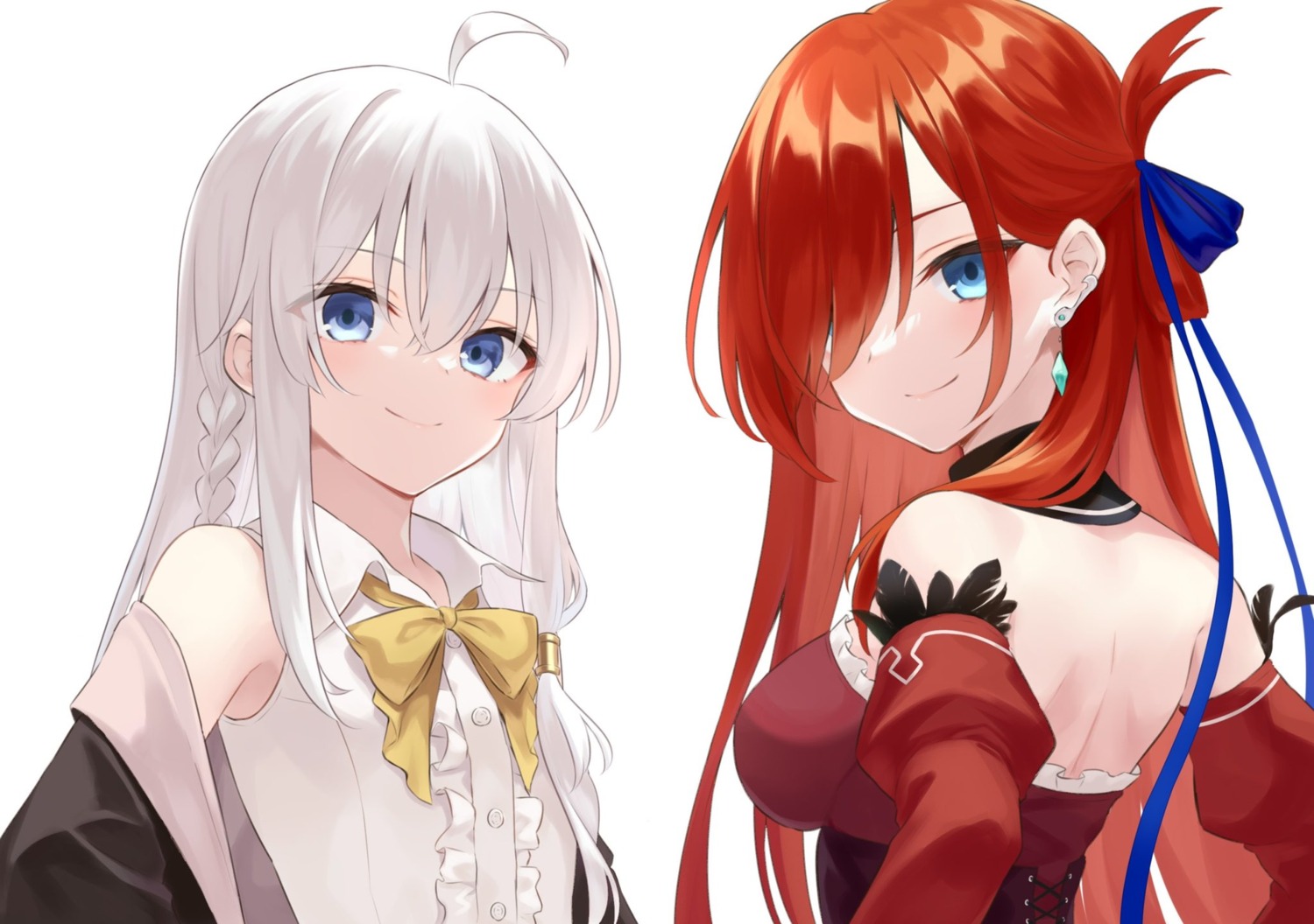 azuuru, elaina_(majotabi), inori_no_kuni_no_riviere, majo_no_tabitabi, no_bra, riviere_(majotabi)