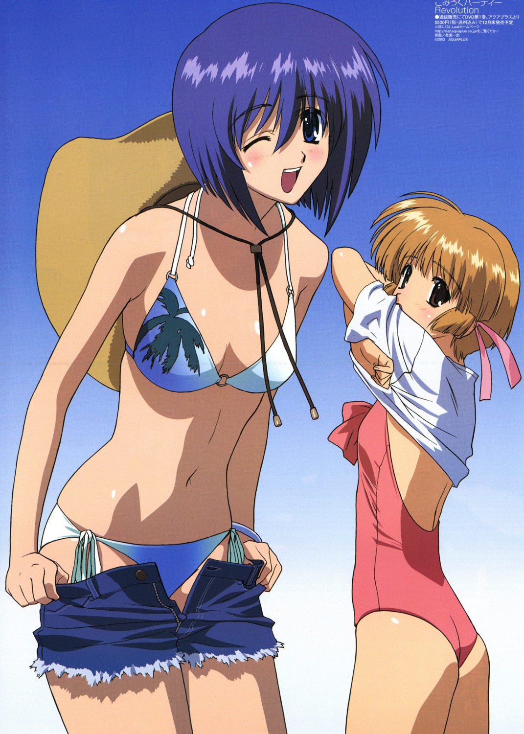bikini, comic_party, fixme, haga_reiko, katsura_kenichirou, shirt_lift, swimsuits, tsukamoto_chisa