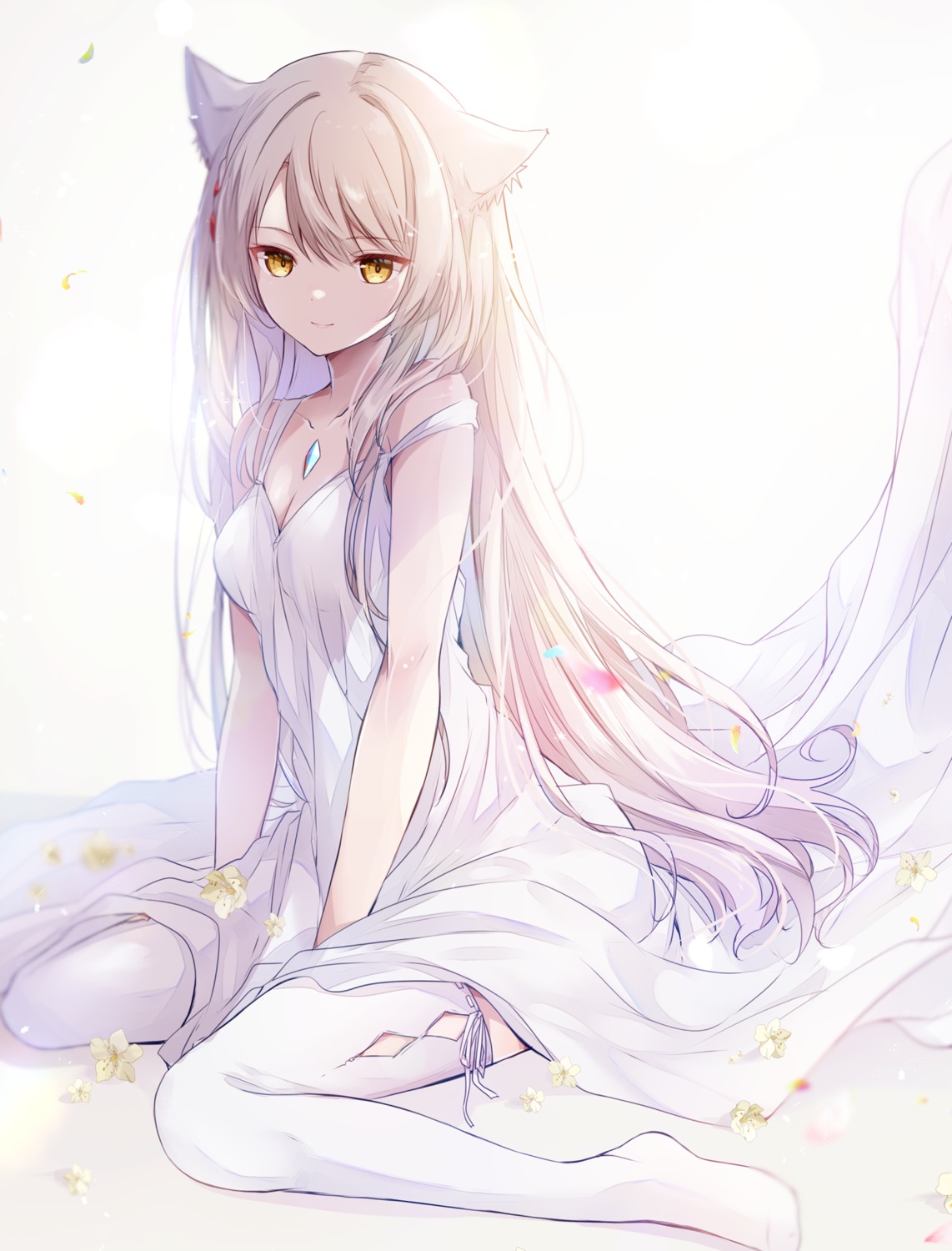 animal_ears, dress, mio_(xenoblade_3), nekomimi, thighhighs, ui_frara, xenoblade_(series), xenoblade_3