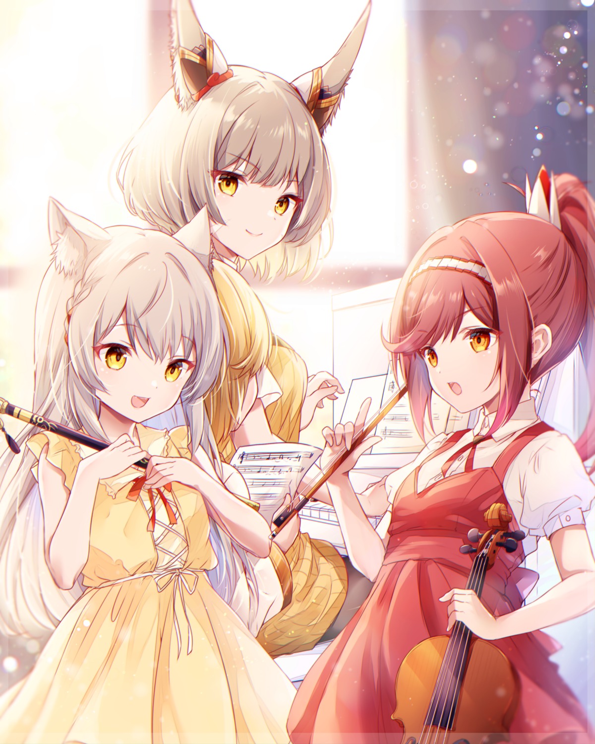 animal_ears, dress, kagiroi_(xenoblade_3), mio_(xenoblade_3), nekomimi, niyah, pantyhose, ui_frara