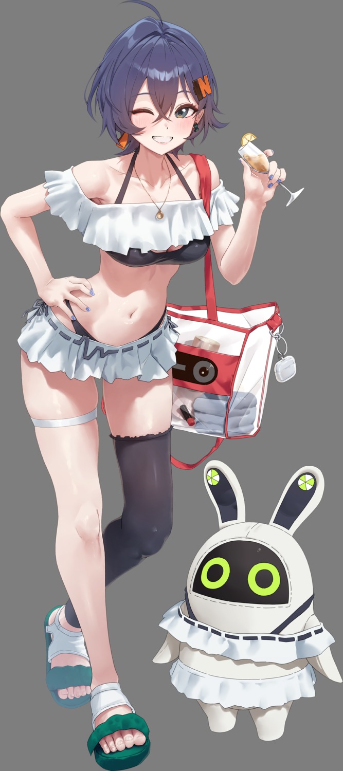 belle_(zenless_zone_zero), bikini, garter, rkin, swimsuits, thighhighs, transparent_png, zenless_zone_zero