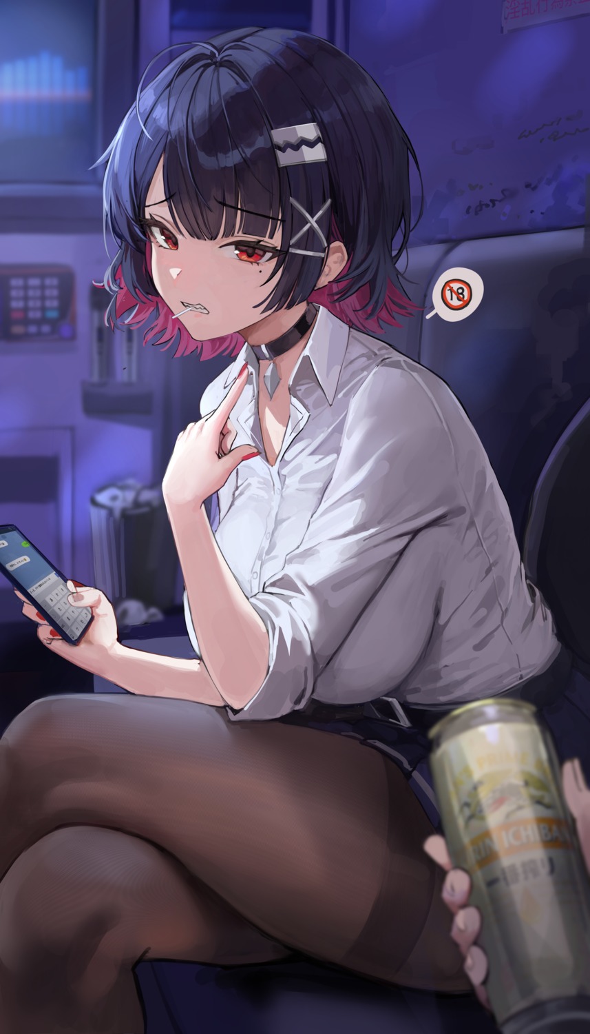 ellen_joe, lillly, pantyhose, seifuku, skirt_lift, tail, zenless_zone_zero