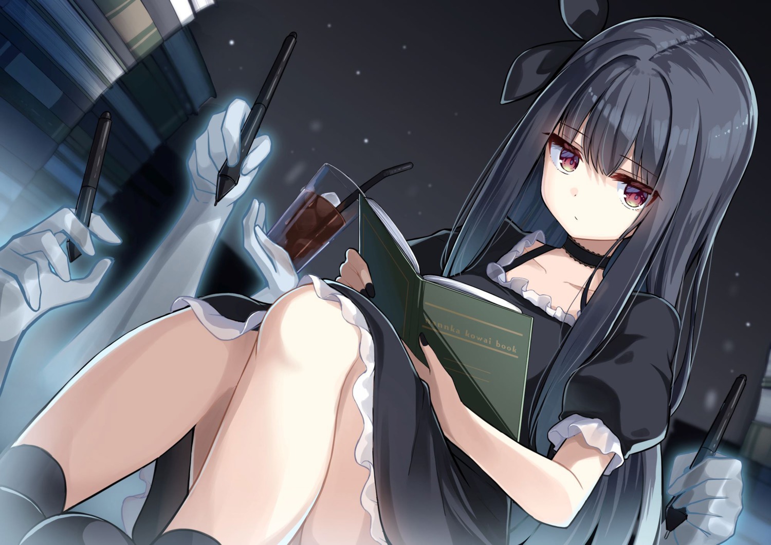 dress, kurokuma_torayo, mono_(afro), ominaeshi, skirt_lift
