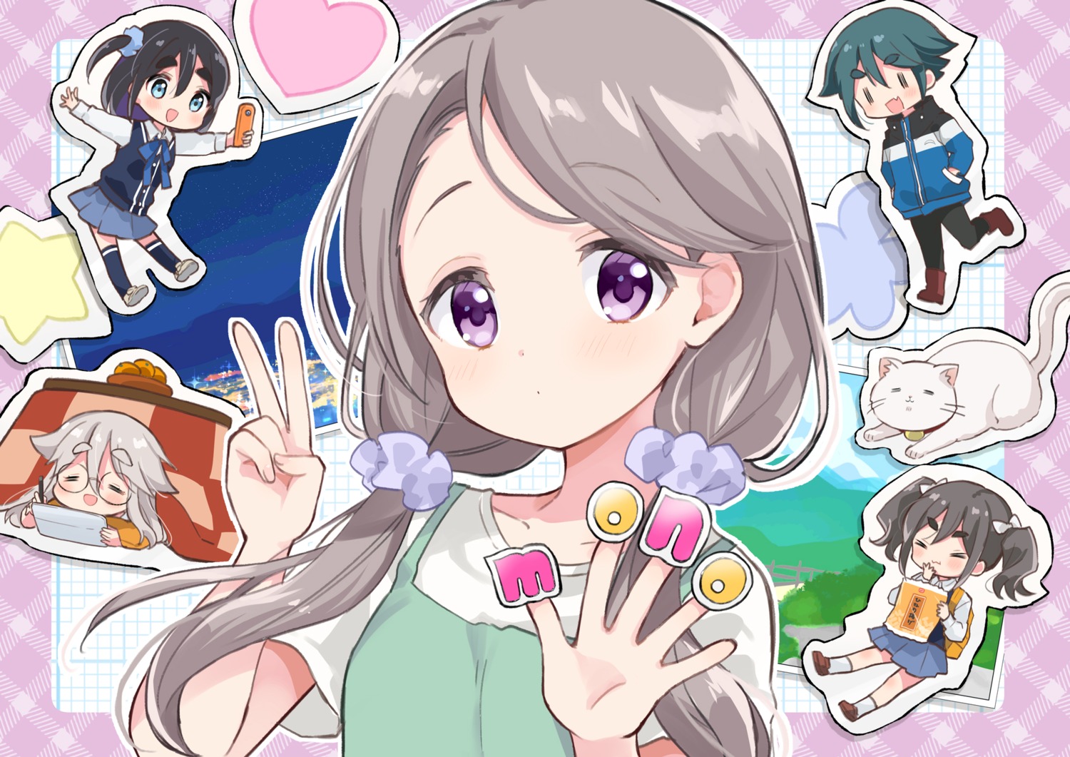 akiyama_haruno, amamiya_satsuki_(mono), chibi, hara_yui, kiriyama_an, komada_kako, megane, mono_(afro)