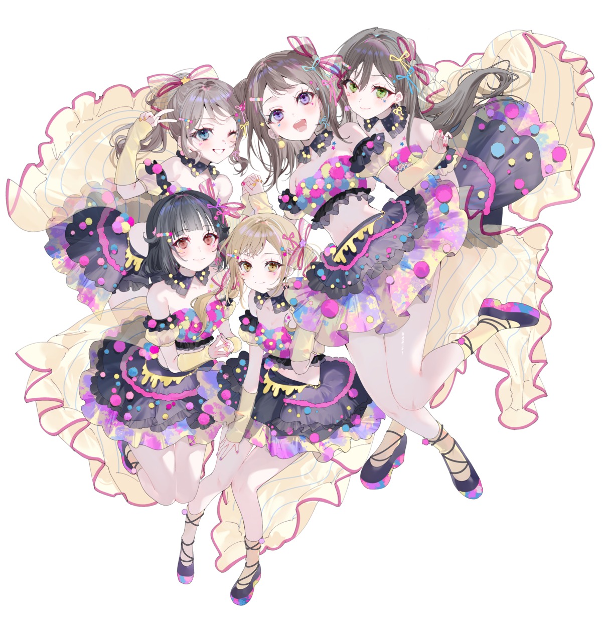 bang_dream!, hanazono_tae, ichigaya_arisa, miwano_rag, no_bra, see_through, toyama_kasumi, uniform