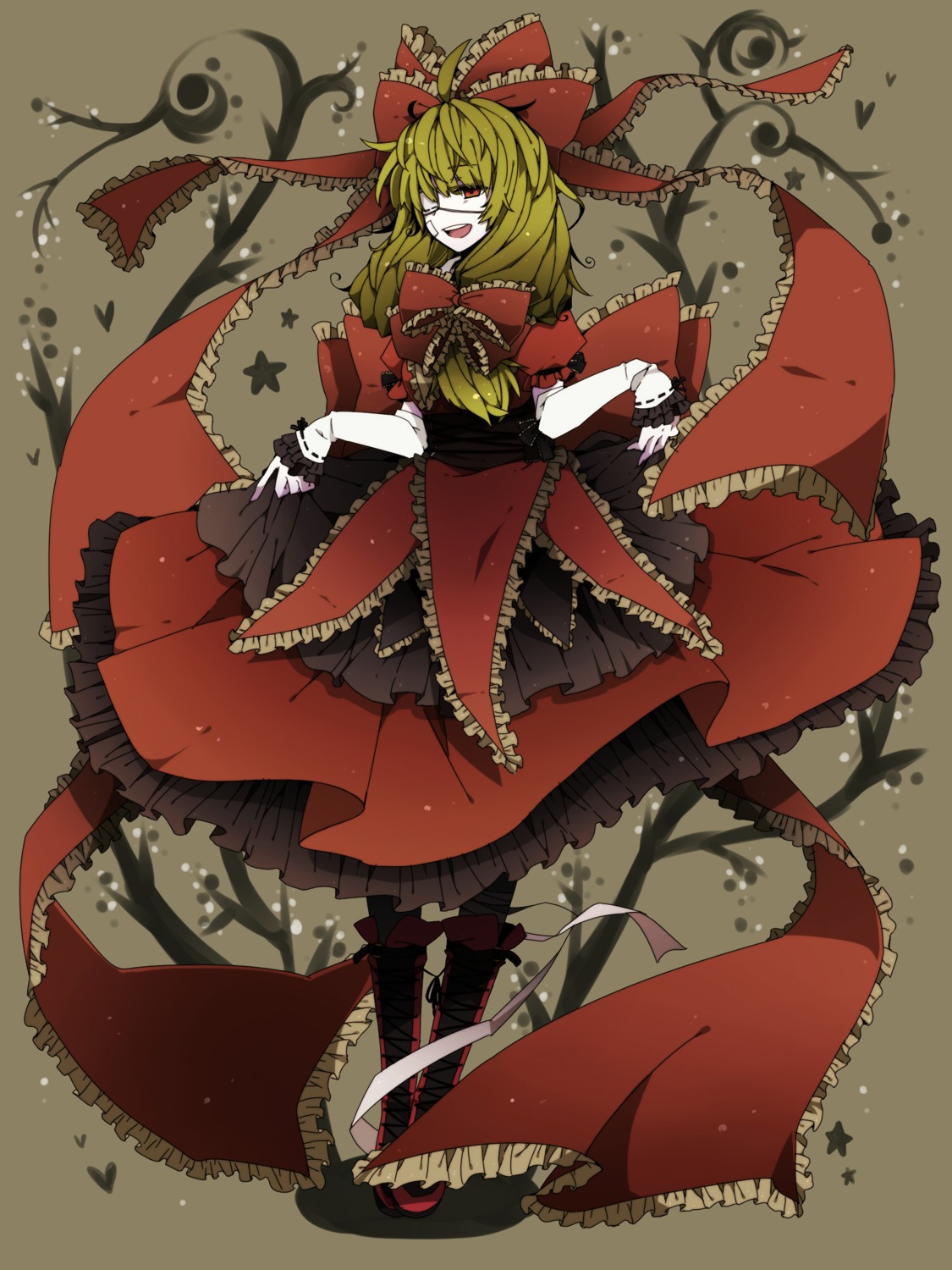 dress, eyepatch, fujisaki_miyabi, kagiyama_hina, touhou