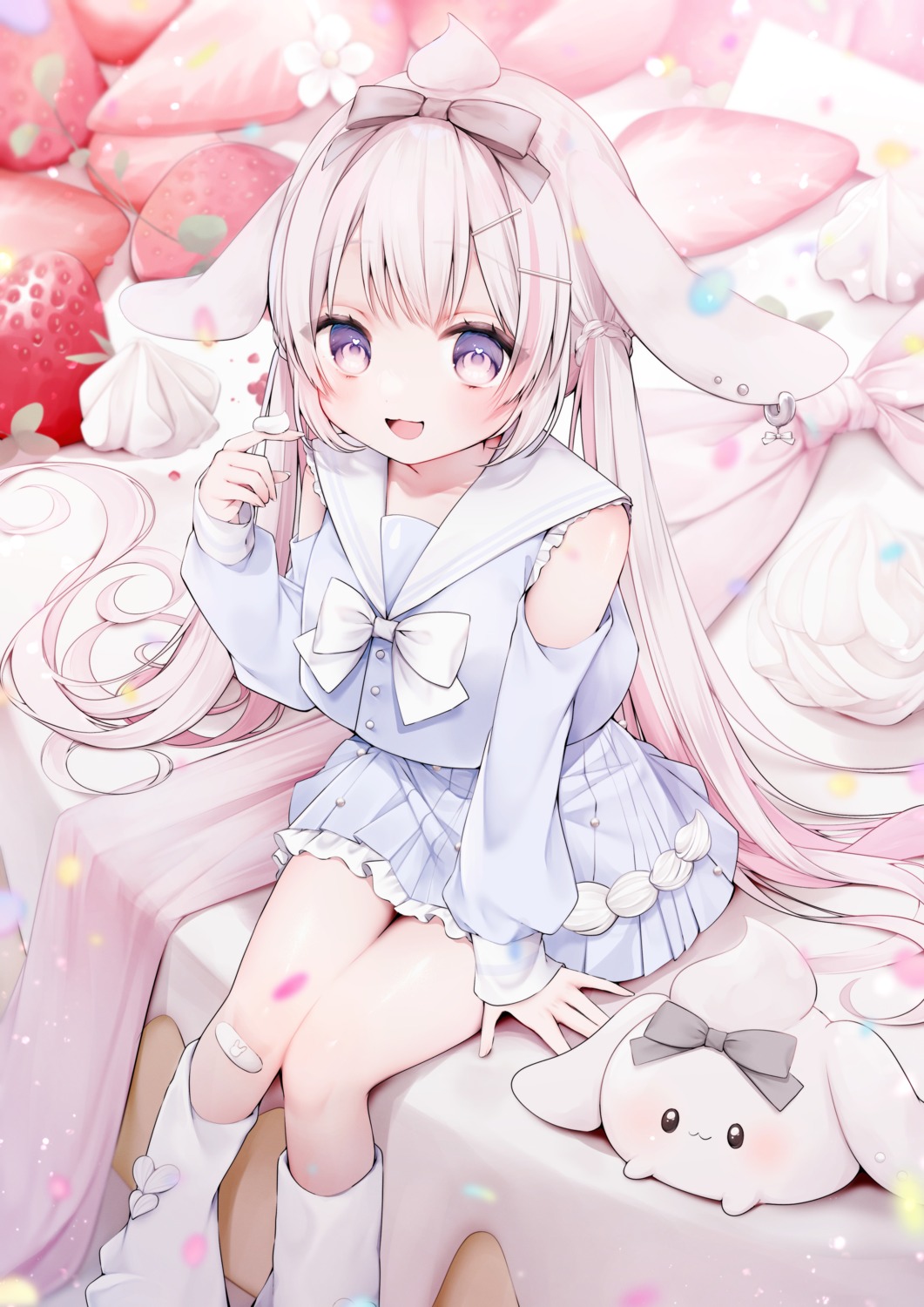 animal_ears, ashiro_shia, bandaid, bunny_ears, iriam, miko_suuuuu, seifuku