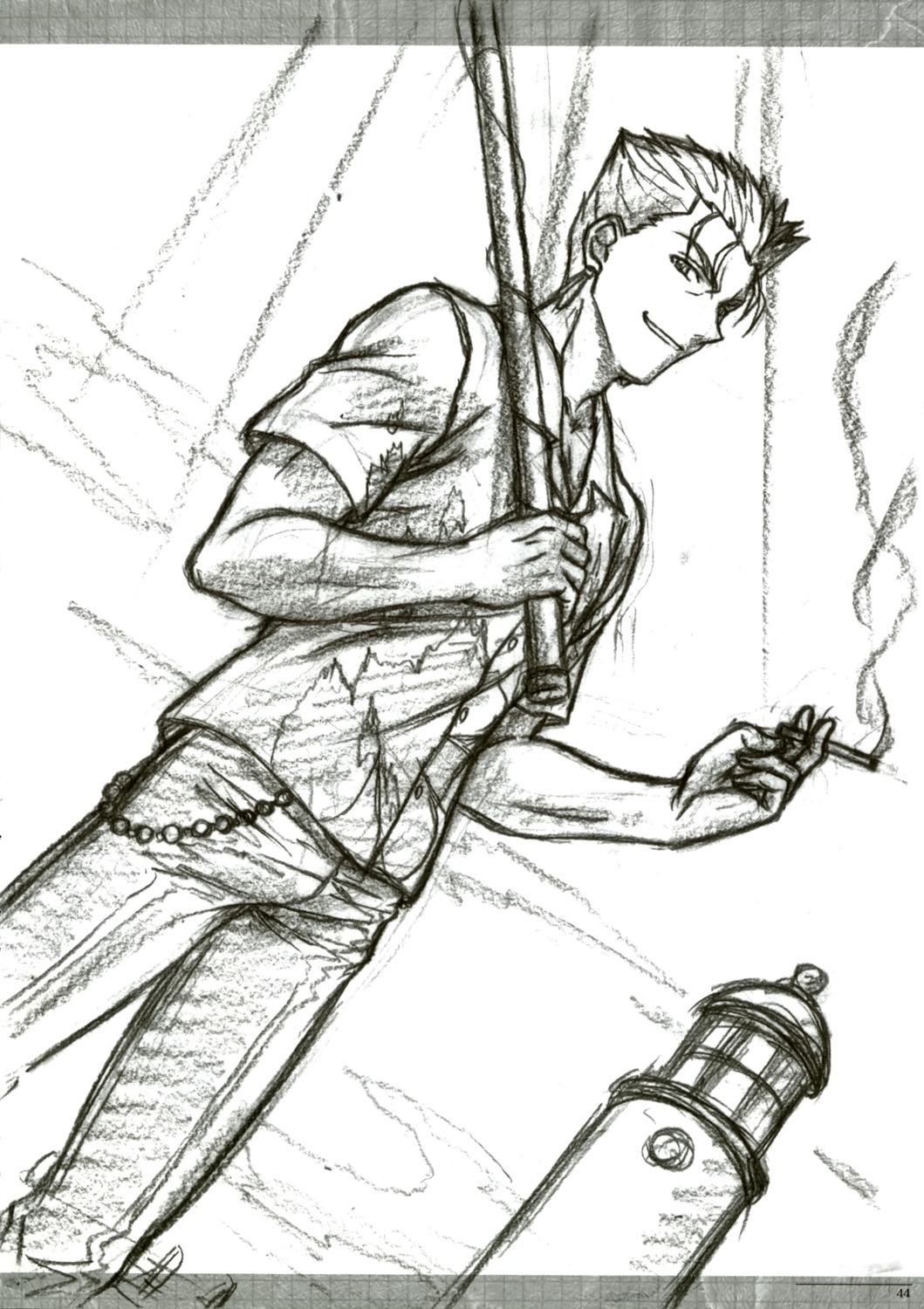 club40, cu_chulainn_(fate), fate/hollow_ataraxia, fate/stay_night, ishihara_megumi, male, monochrome, sketch