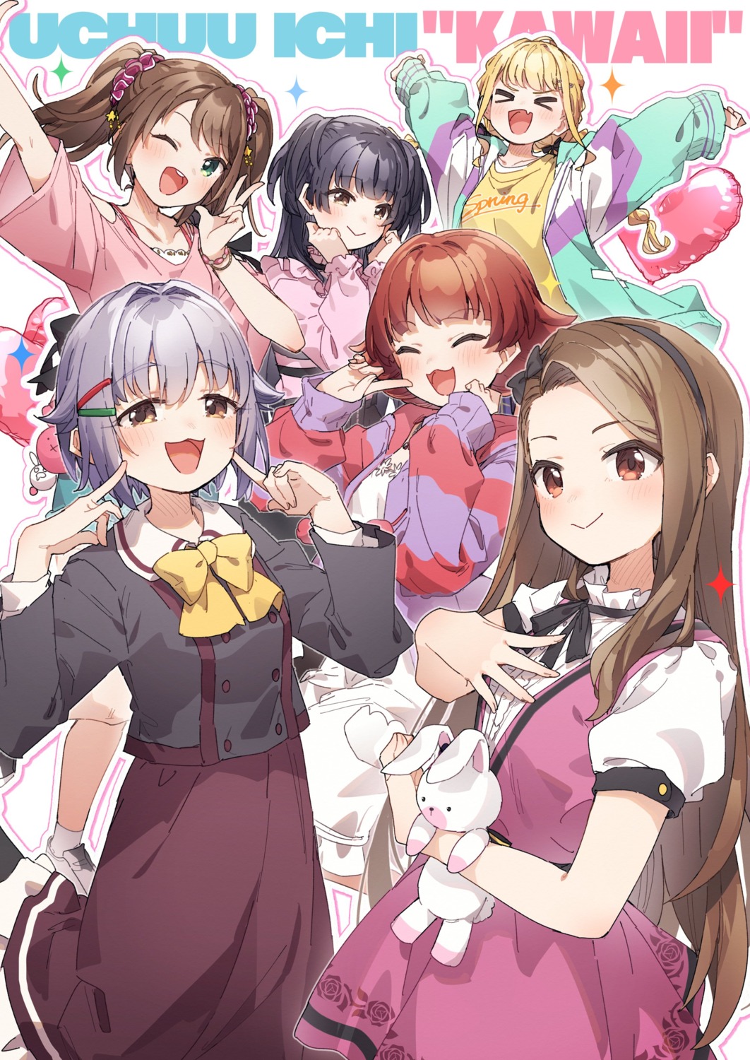crossover, fujita_kotone, gakuen_idolm@ster, koshimizu_sachiko, kusaka_shi, mayuzumi_fuyuko, minase_iori, mizushima_saki