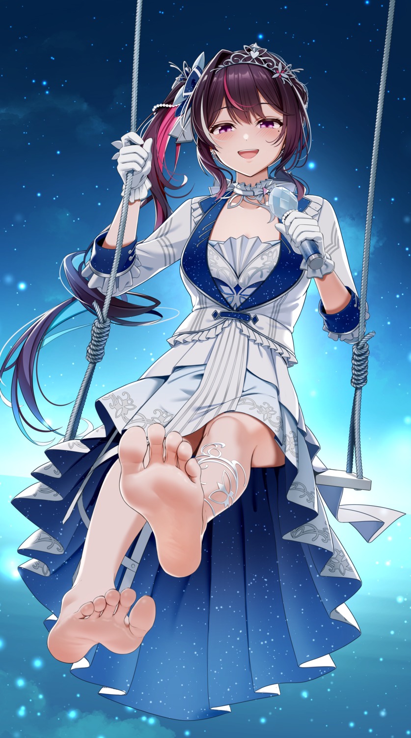 azki_(hololive), casino_(casinoep), feet, hololive, skirt_lift, uniform