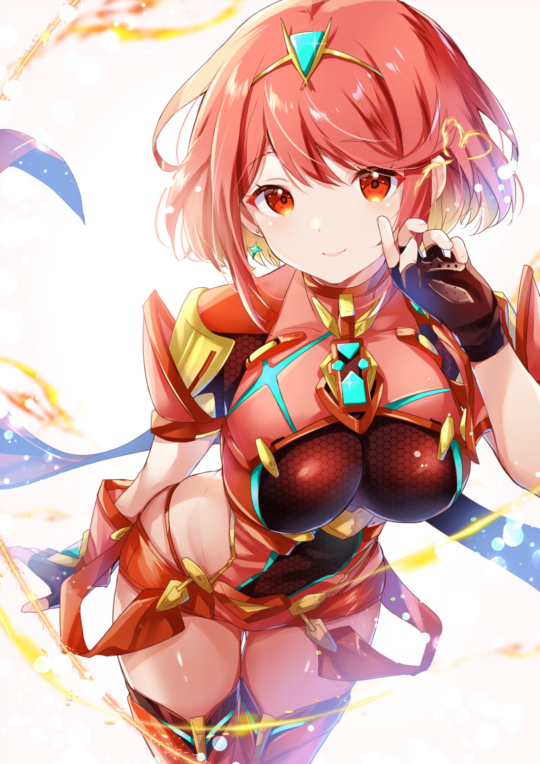 homura_(xenoblade_2), leotard, thighhighs, ui_frara, xenoblade_(series), xenoblade_2