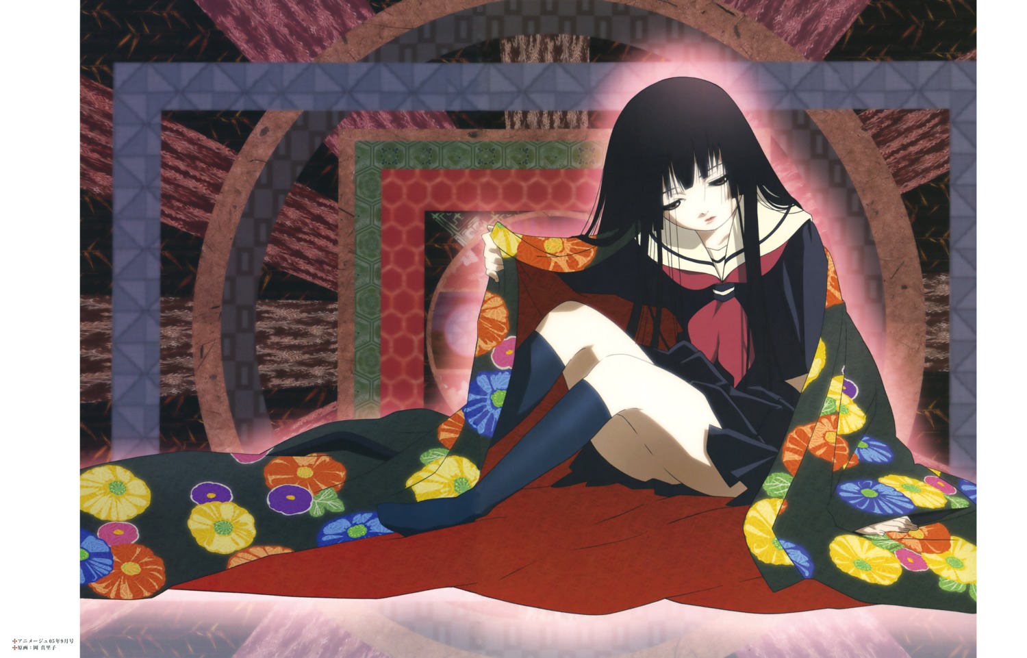 enma_ai, jigoku_shoujo, kimono, oka_mariko, seifuku
