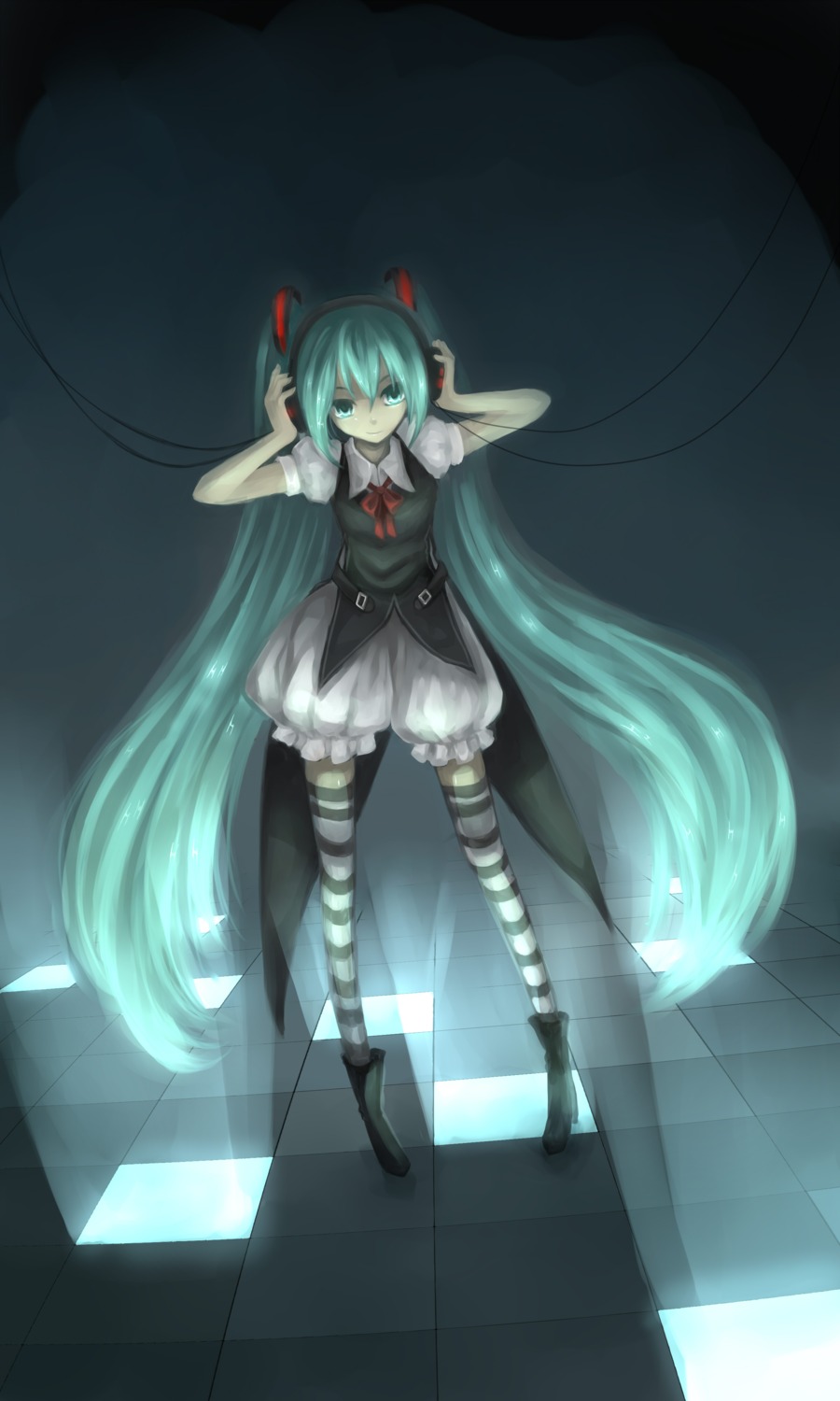 dsakuraff, hatsune_miku, headphones, thighhighs, vocaloid