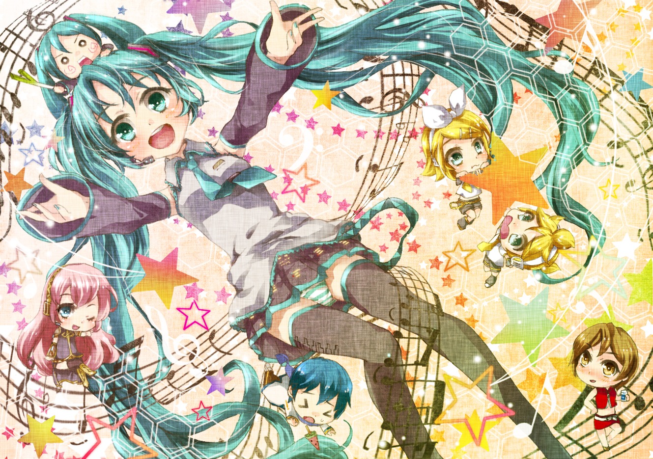 hatsune_miku, kagamine_len, kagamine_rin, kaito, megurine_luka, meiko, pantsu, shimapan