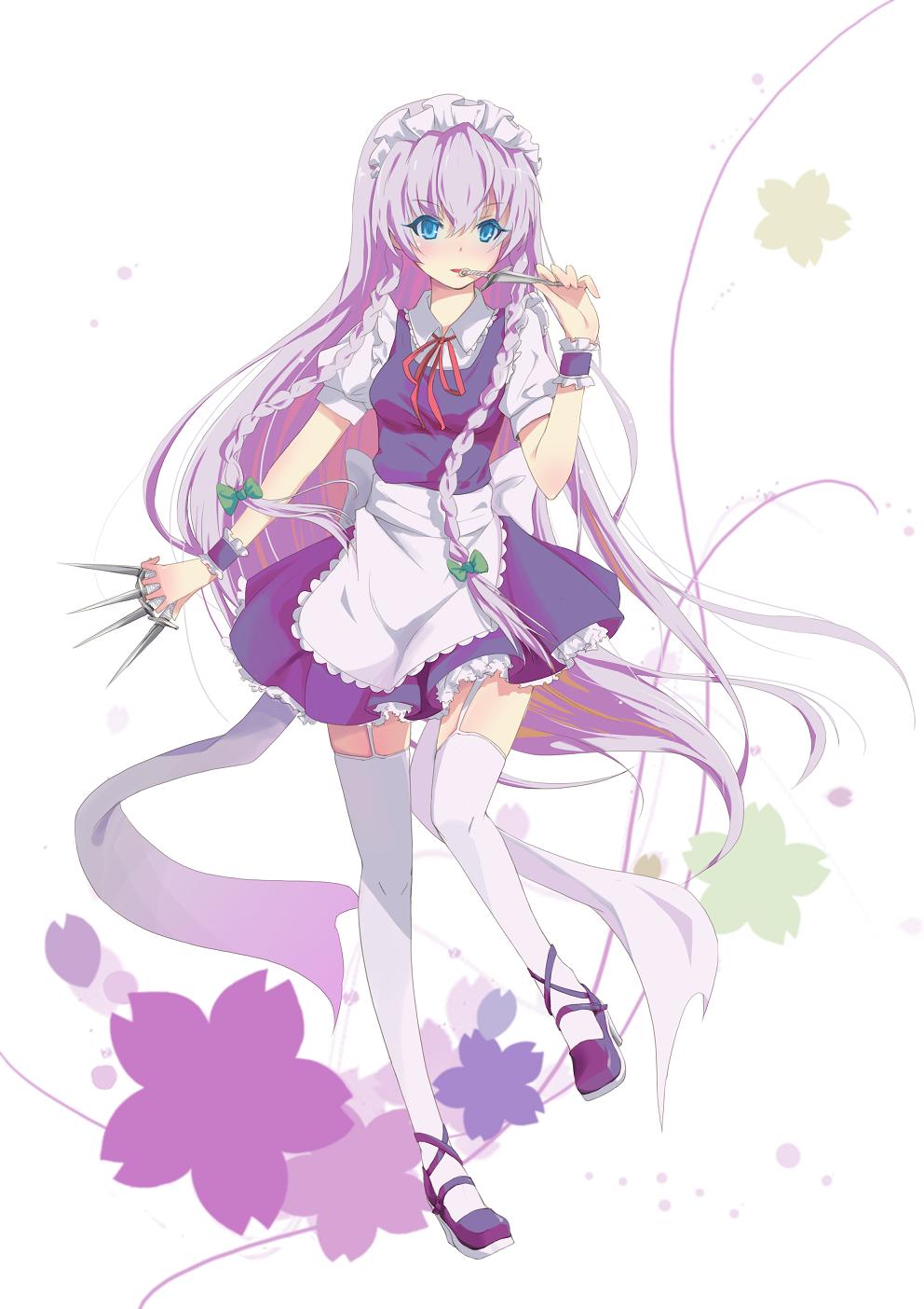 izayoi_sakuya, maid, shomon, thighhighs, touhou