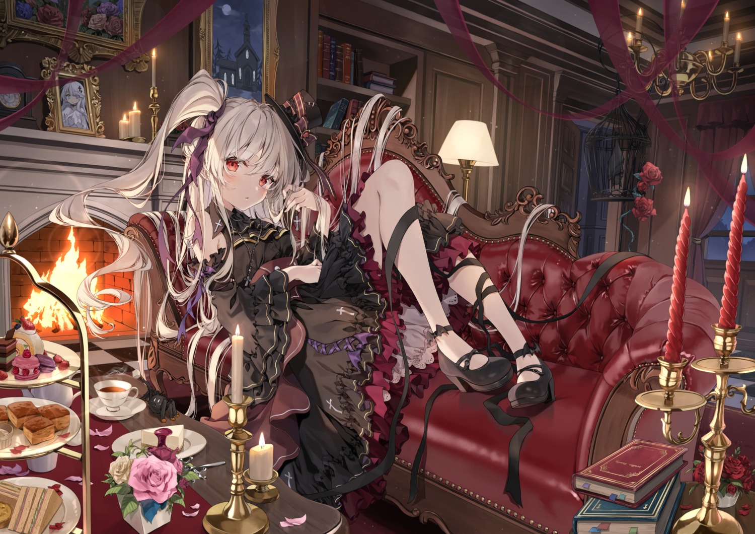 dress, gothic_lolita, heels, kakao_rantan, lolita_fashion, skirt_lift