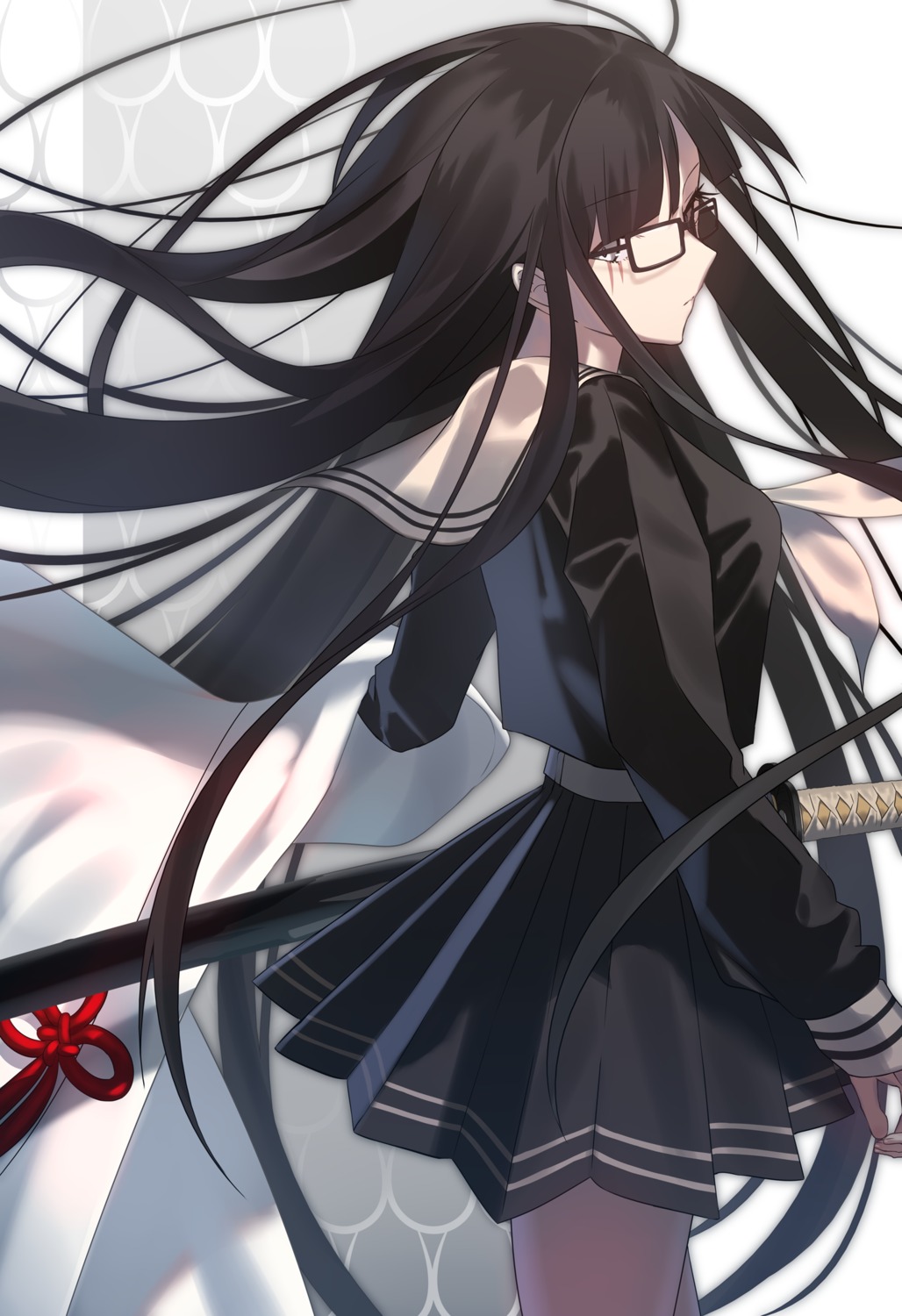 fate/grand_order, kurohime_(fate), mashima_saki_(mashimasa), megane, seifuku, sword