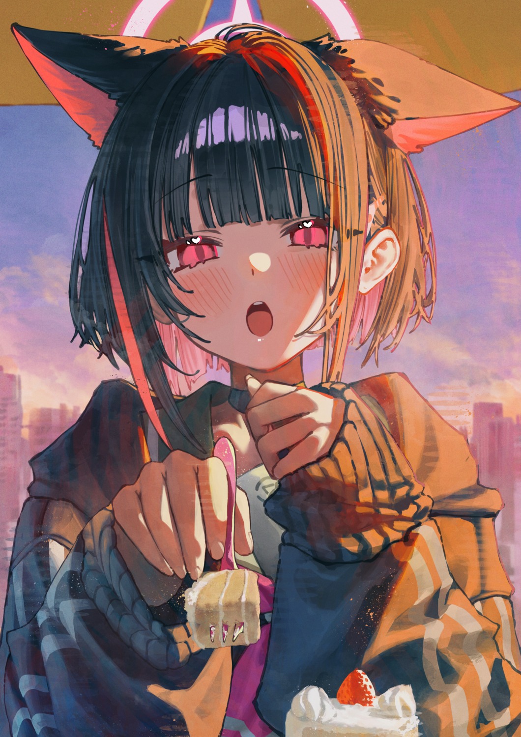 animal_ears, betabeet, blue_archive, halo, kyouyama_kazusa, nekomimi, seifuku