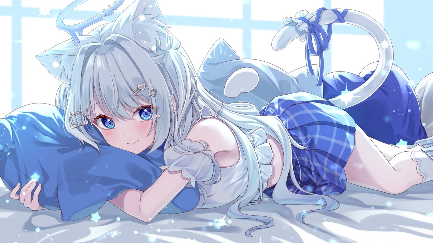 angel, animal_ears, indie_virtual_youtuber, mogu_(au1127), nekomimi, nekone_uyu, tail, wings