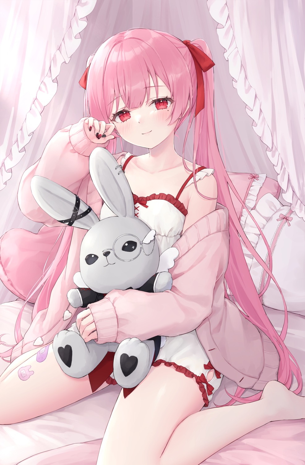 amatsuka_eru, bandaid, indie_virtual_youtuber, pajama, shano_hiyori, sweater