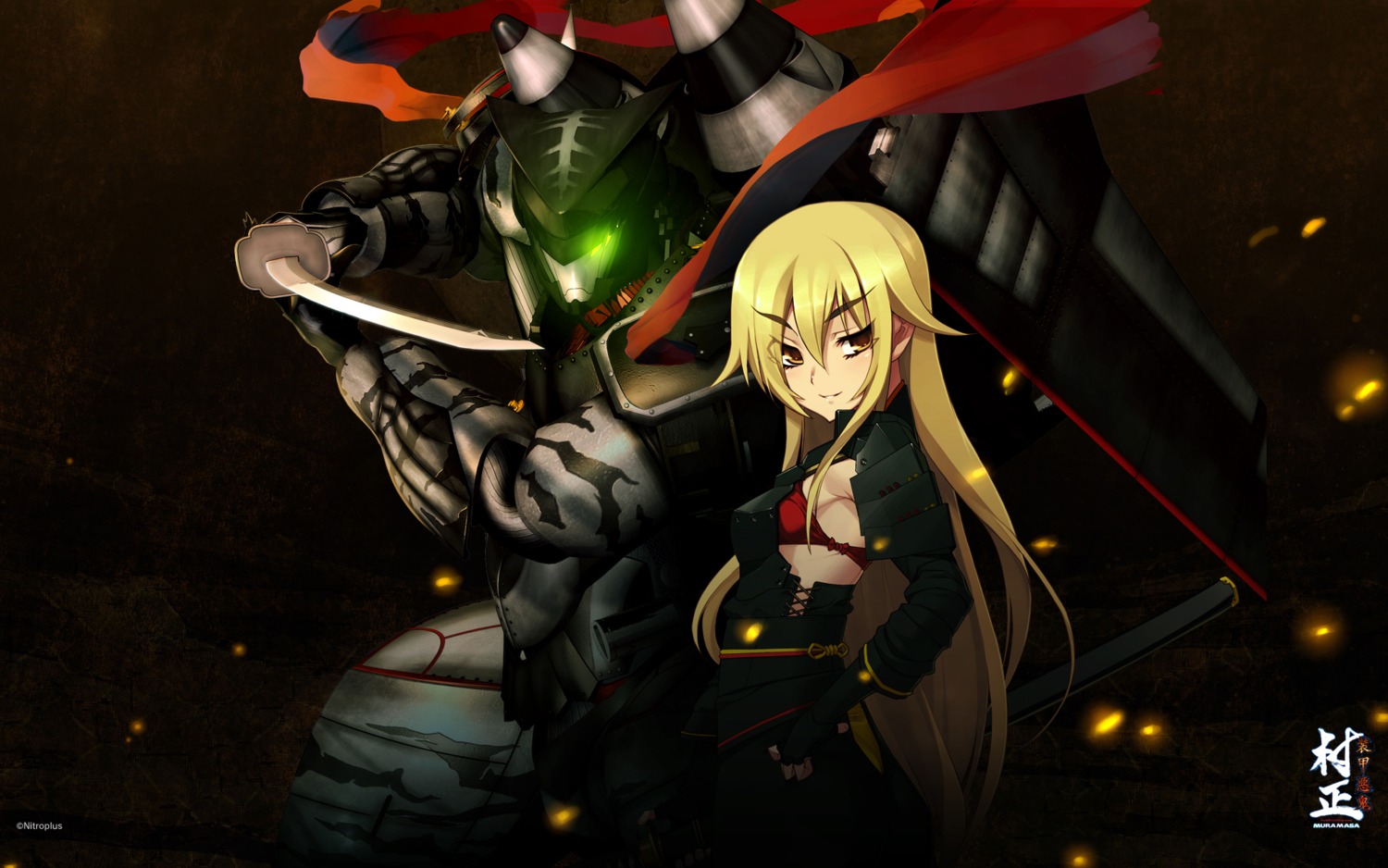 ashikaga_chachamaru, bra, full_metal_daemon_muramasa, mecha, namaniku_atk, nitroplus, sword, wallpaper