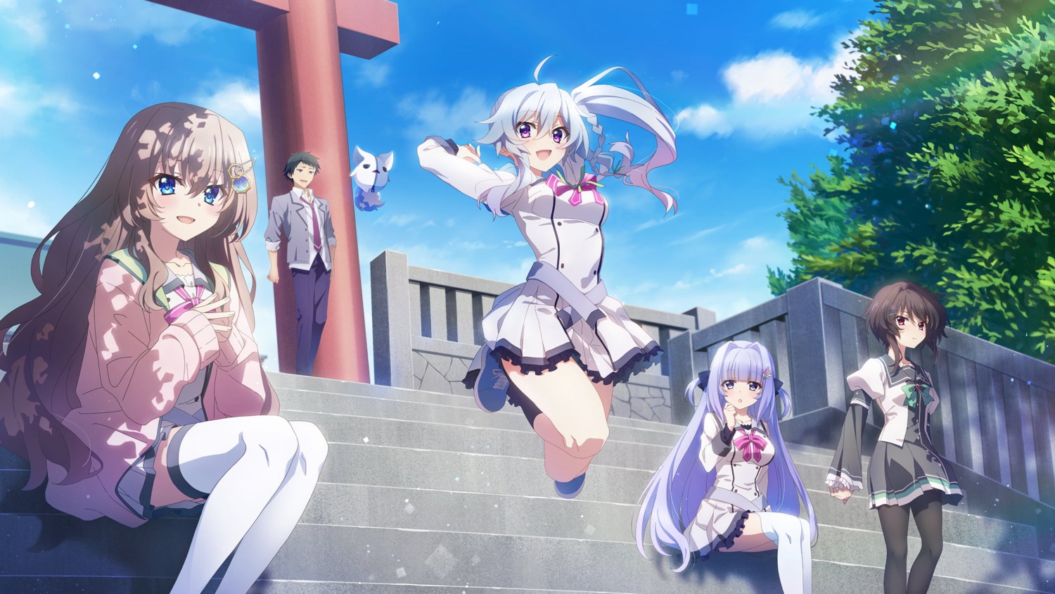 9-nine-, 9-nine-_ruler's_crown, kousaka_haruka, kujou_miyako, niimi_kakeru, niimi_sora, palette, pantyhose