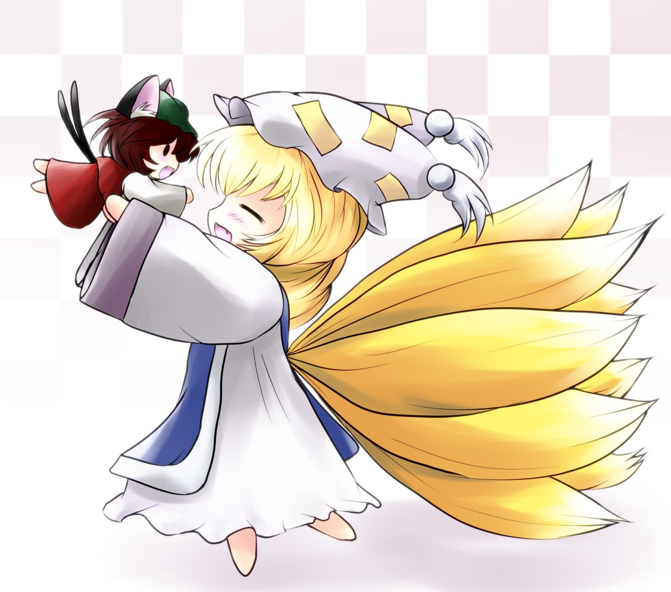 animal_ears, chen, chibi, nekomimi, tail, touhou, yakumo_ran, yume_shokunin