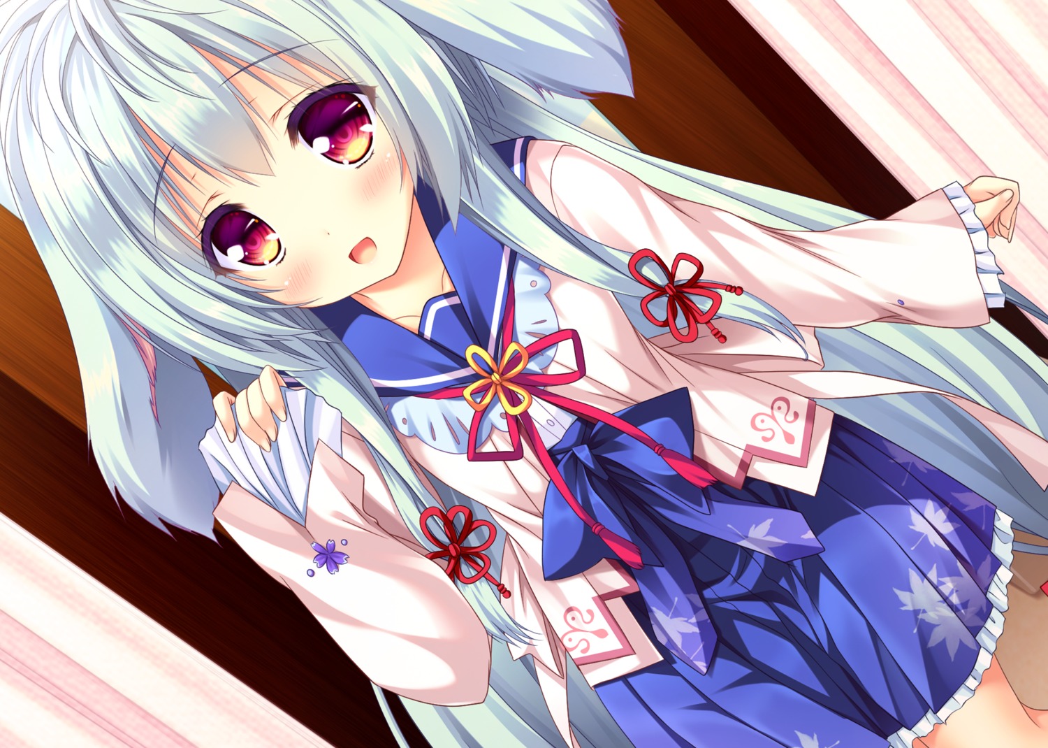 animal_ears, lump_of_sugar, moekibara_fumitake, seifuku, tarumi_konoha, yorite_konoha_wa_kurenai_ni