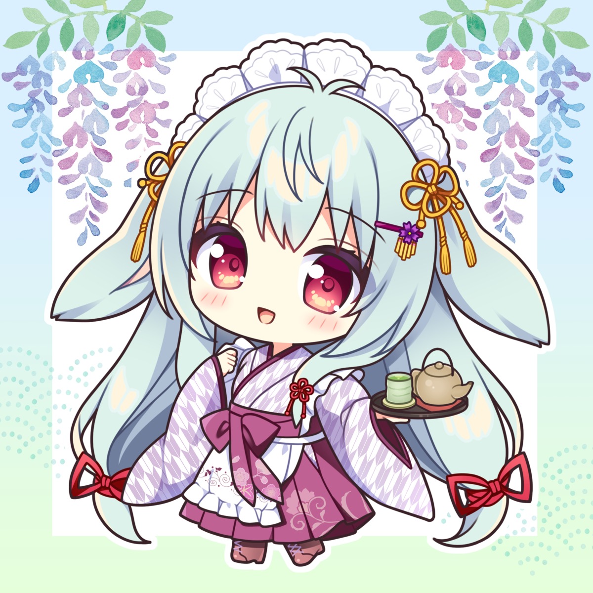 animal_ears, chibi, lump_of_sugar, maid, moekibara_fumitake, tarumi_konoha, wa_maid, waitress
