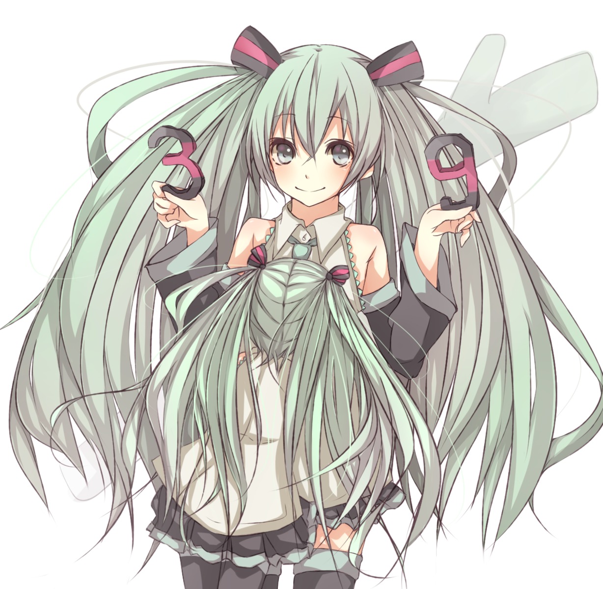 hatsune_miku, thighhighs, vocaloid, yaduki