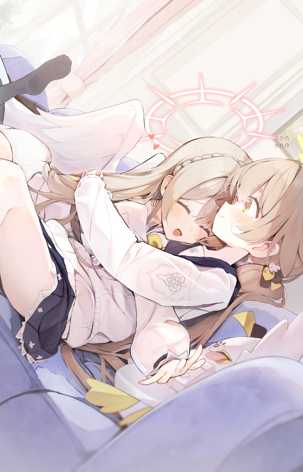 ajitani_hifumi, angel, blue_archive, dress, halo, kirifuji_nagisa, seifuku, sweater