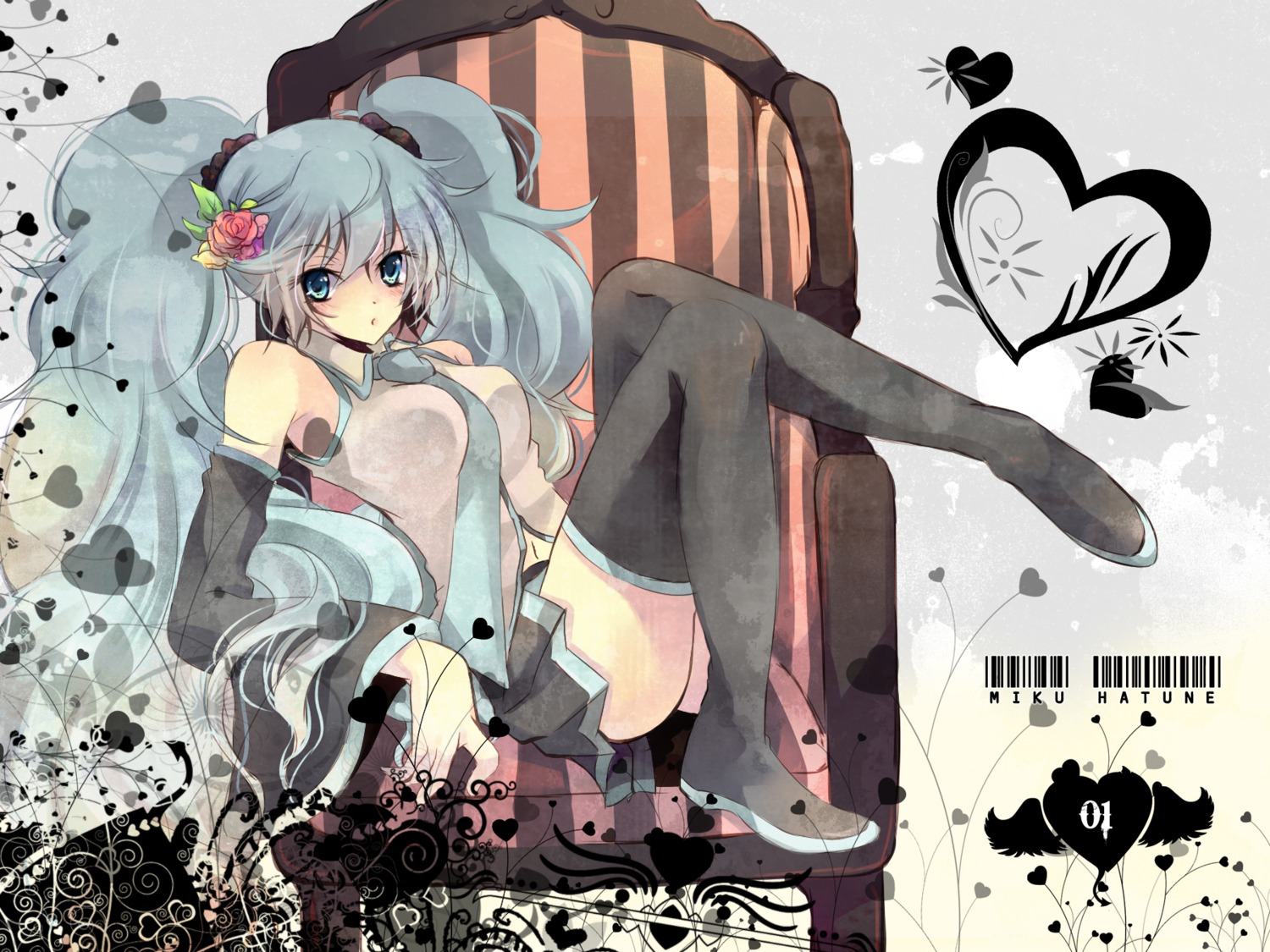 hatsune_miku, kokonoe_miya, thighhighs, vocaloid