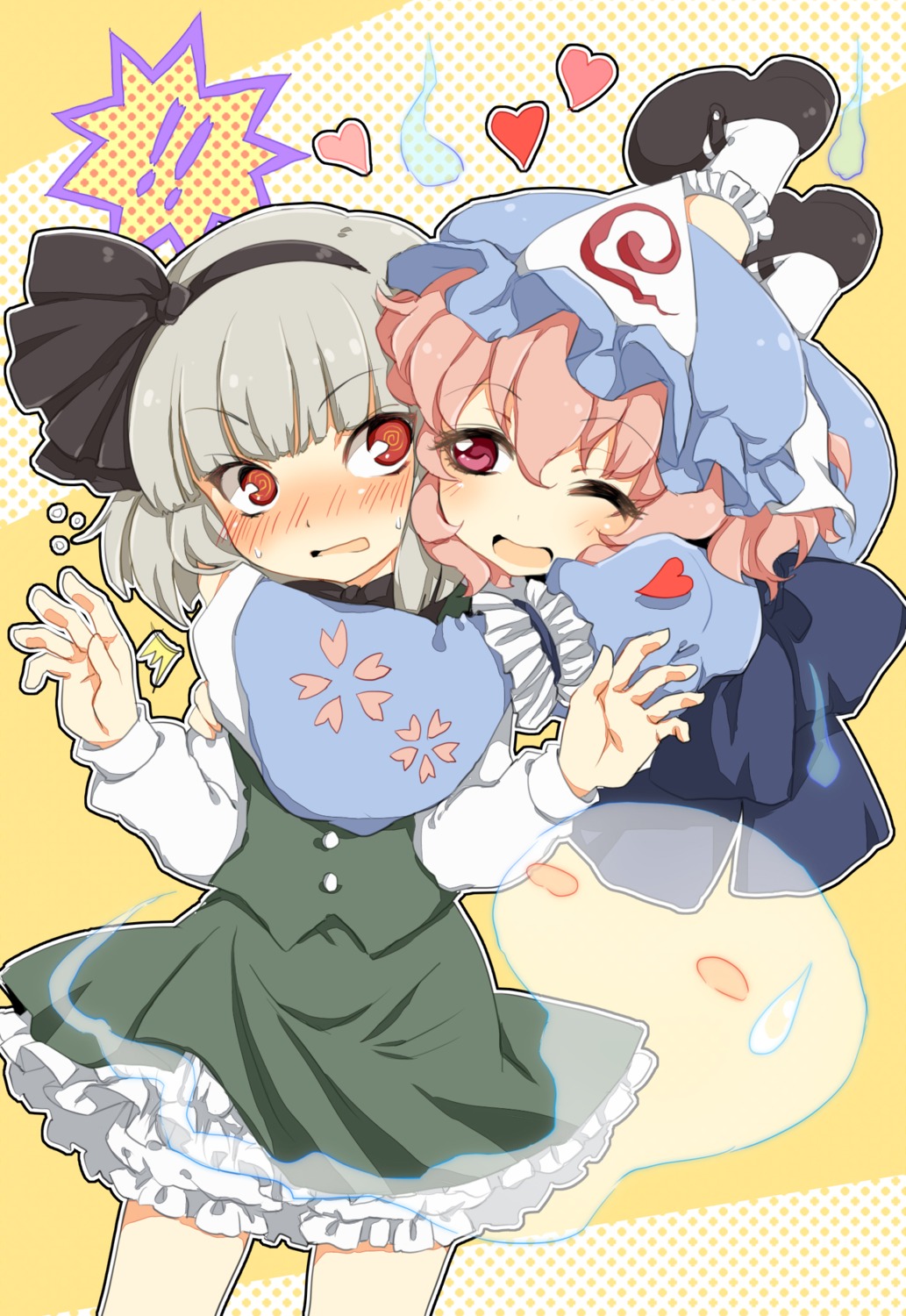 konpaku_youmu, niji, saigyouji_yuyuko, touhou, yuri