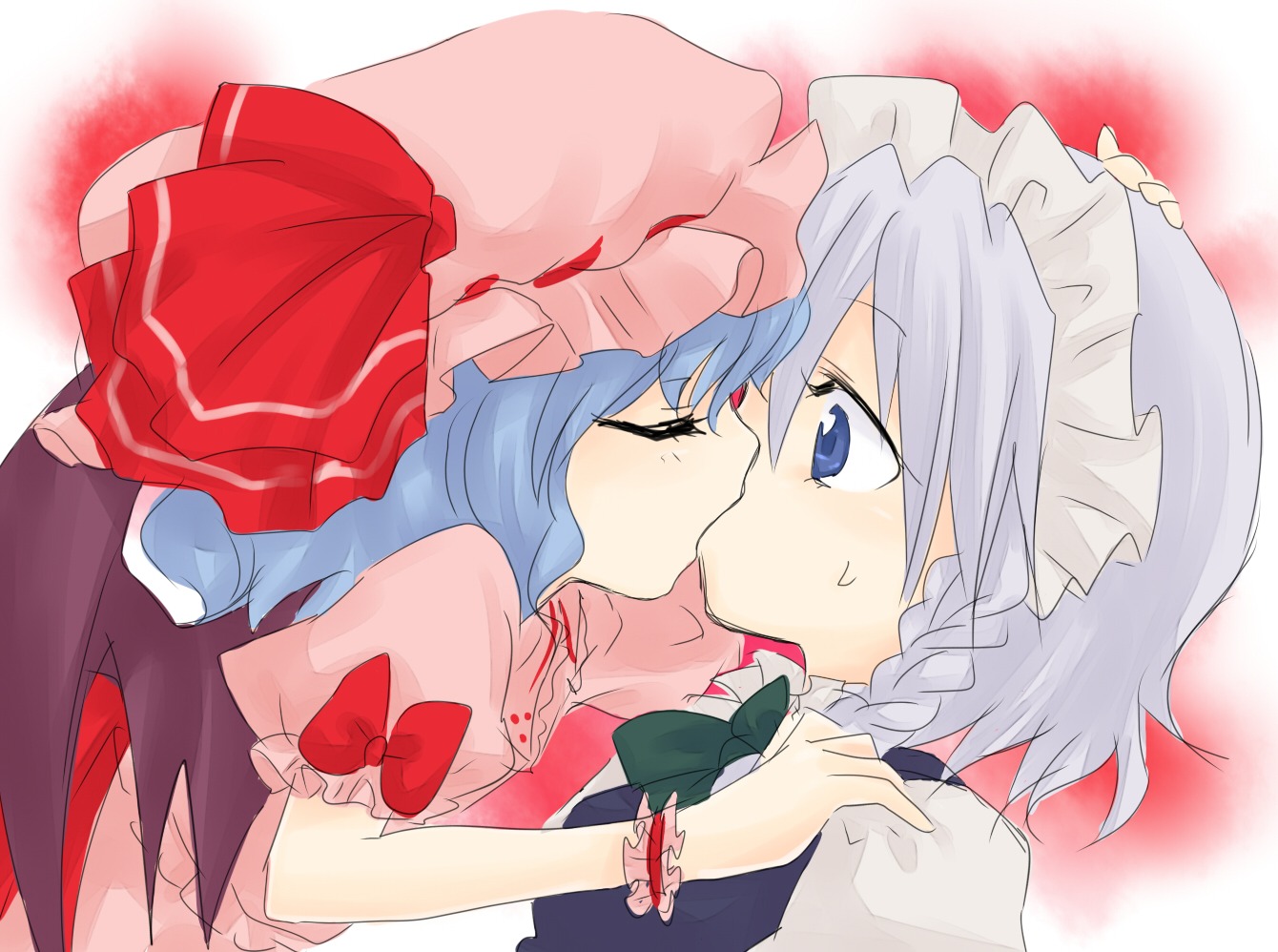 izayoi_sakuya, niji, remilia_scarlet, touhou, wings, yuri