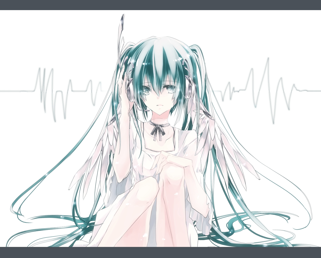 dress, hatsune_miku, headphones, laruha, vocaloid