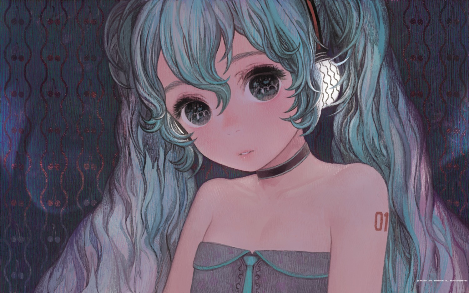 hatsune_miku, headphones, matayoshi, vocaloid, wallpaper