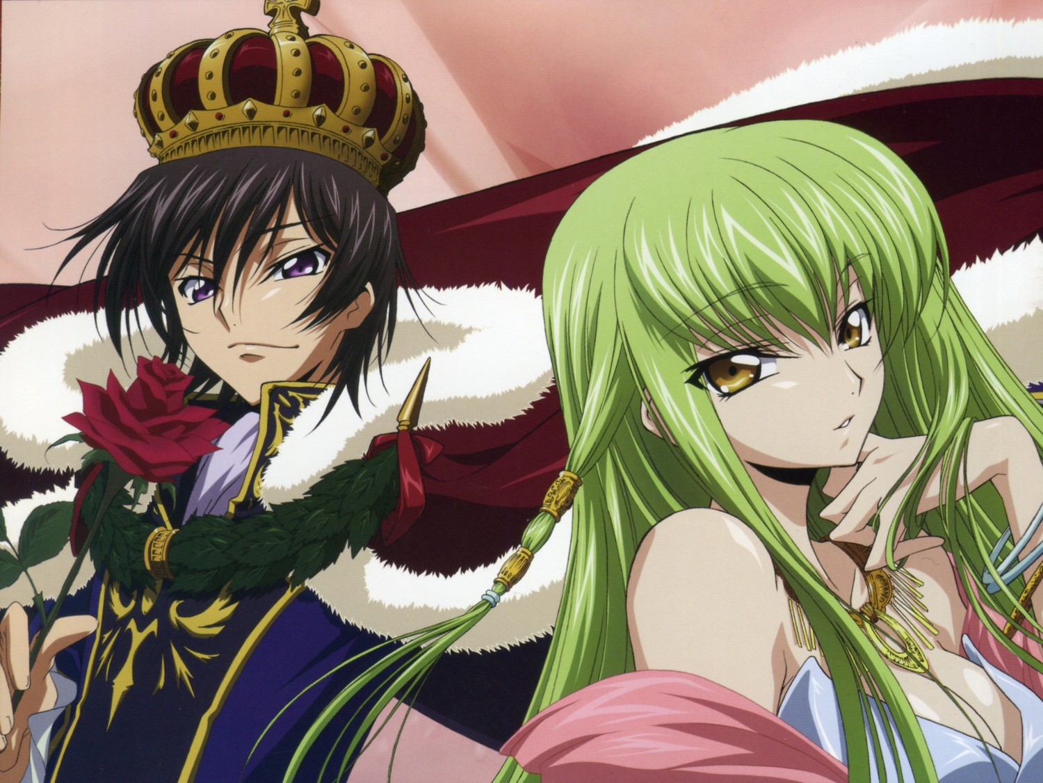 c.c., cleavage, code_geass, kawaguchi_rie, lelouch_lamperouge