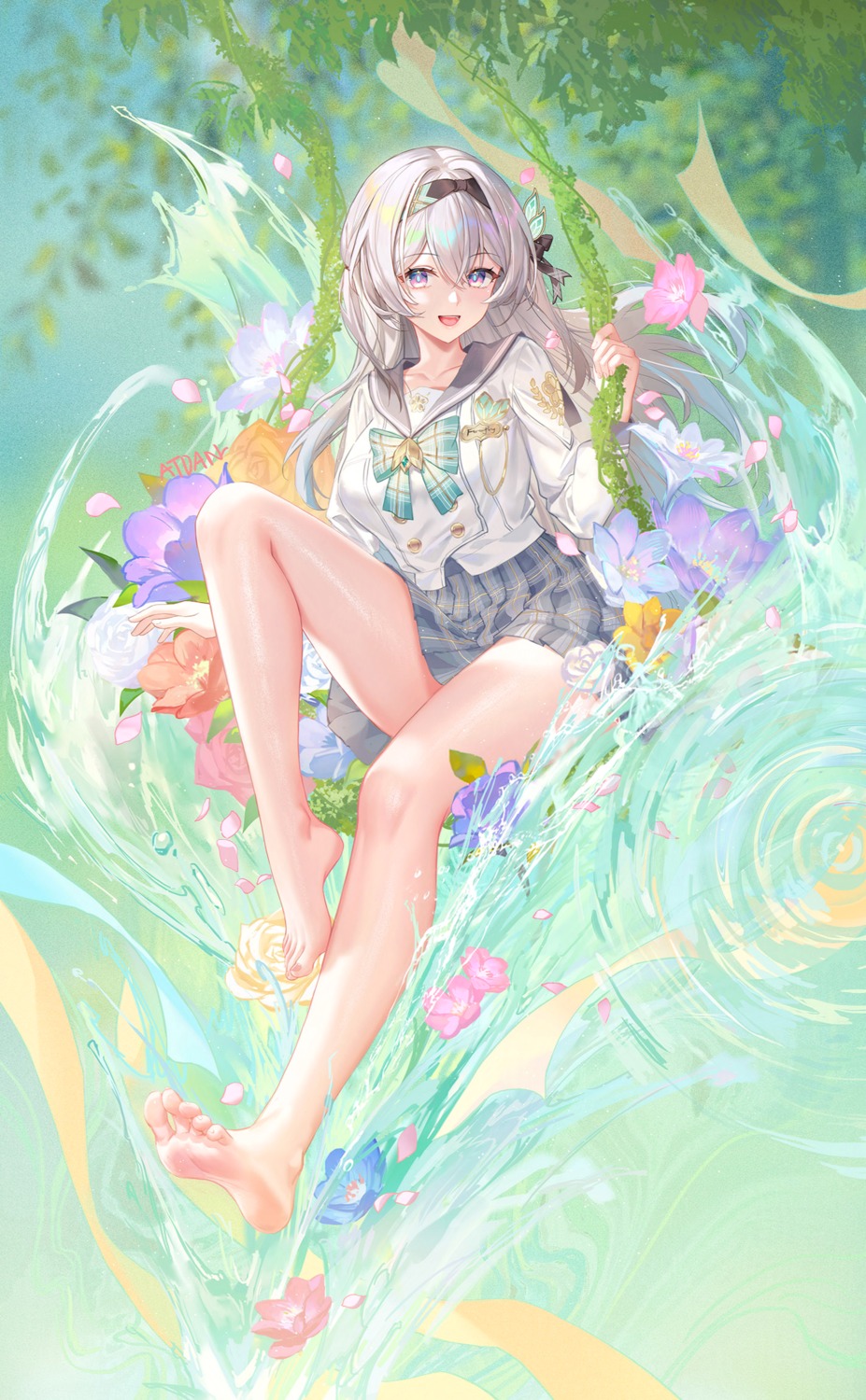 atdan, feet, firefly, honkai:_star_rail, seifuku, skirt_lift, wet