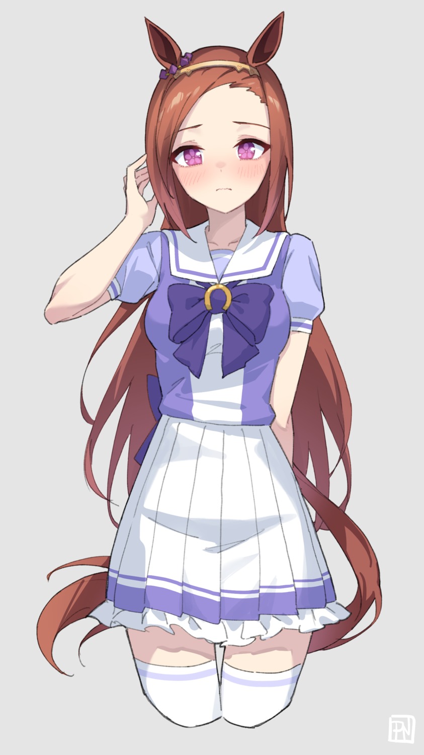 animal_ears, profnote, sakura_bakushin_o_(umamusume), seifuku, tail, thighhighs, uma_musume_pretty_derby