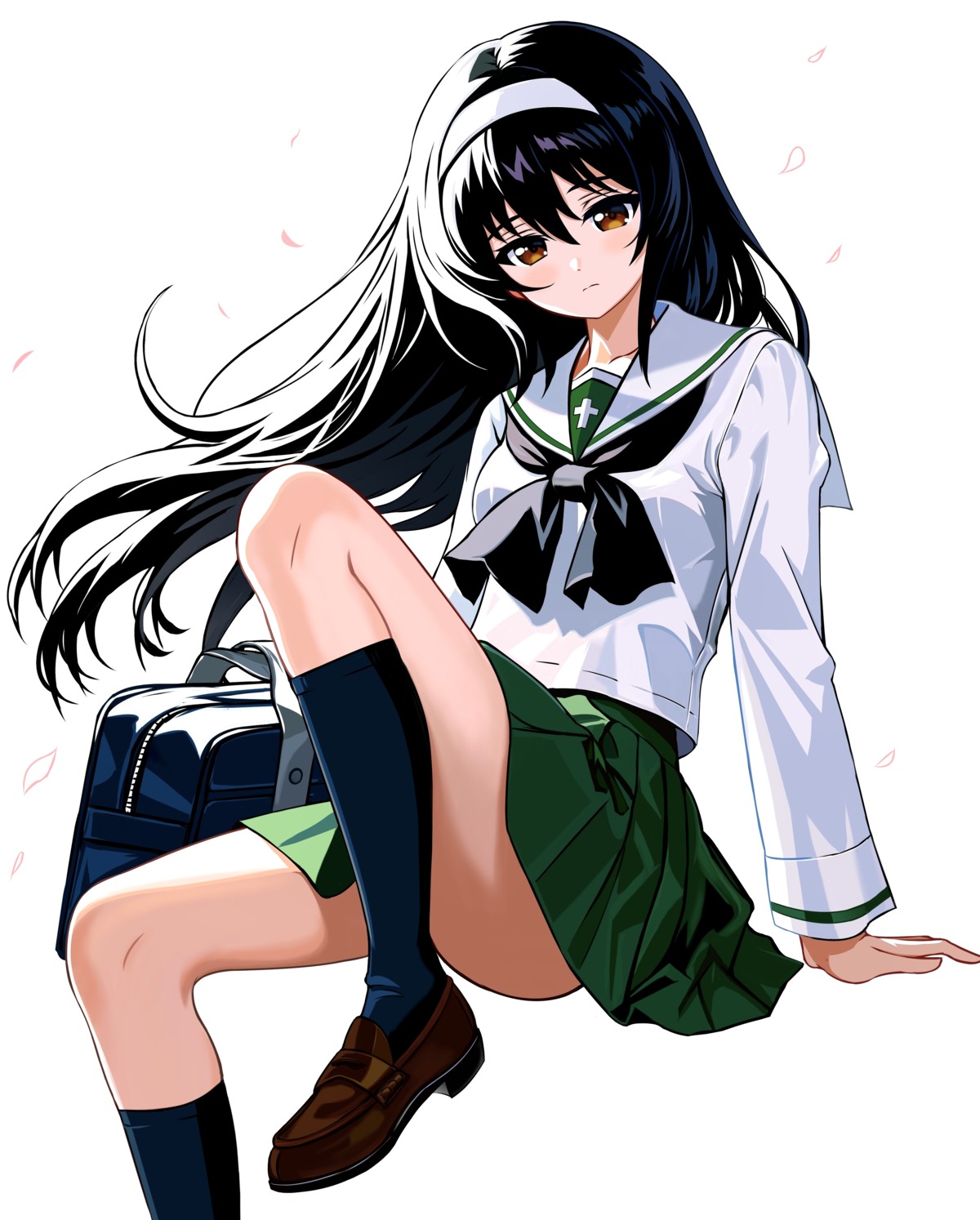 girls_und_panzer, reizei_mako, seifuku, skirt_lift, zaofeng