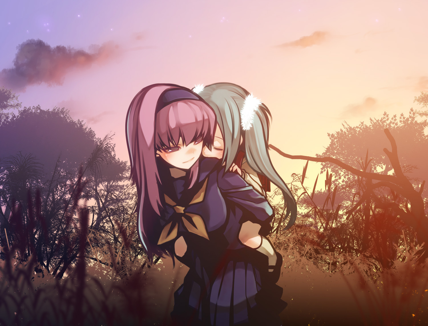 hatsune_miku, megurine_luka, seifuku, tahya, vocaloid