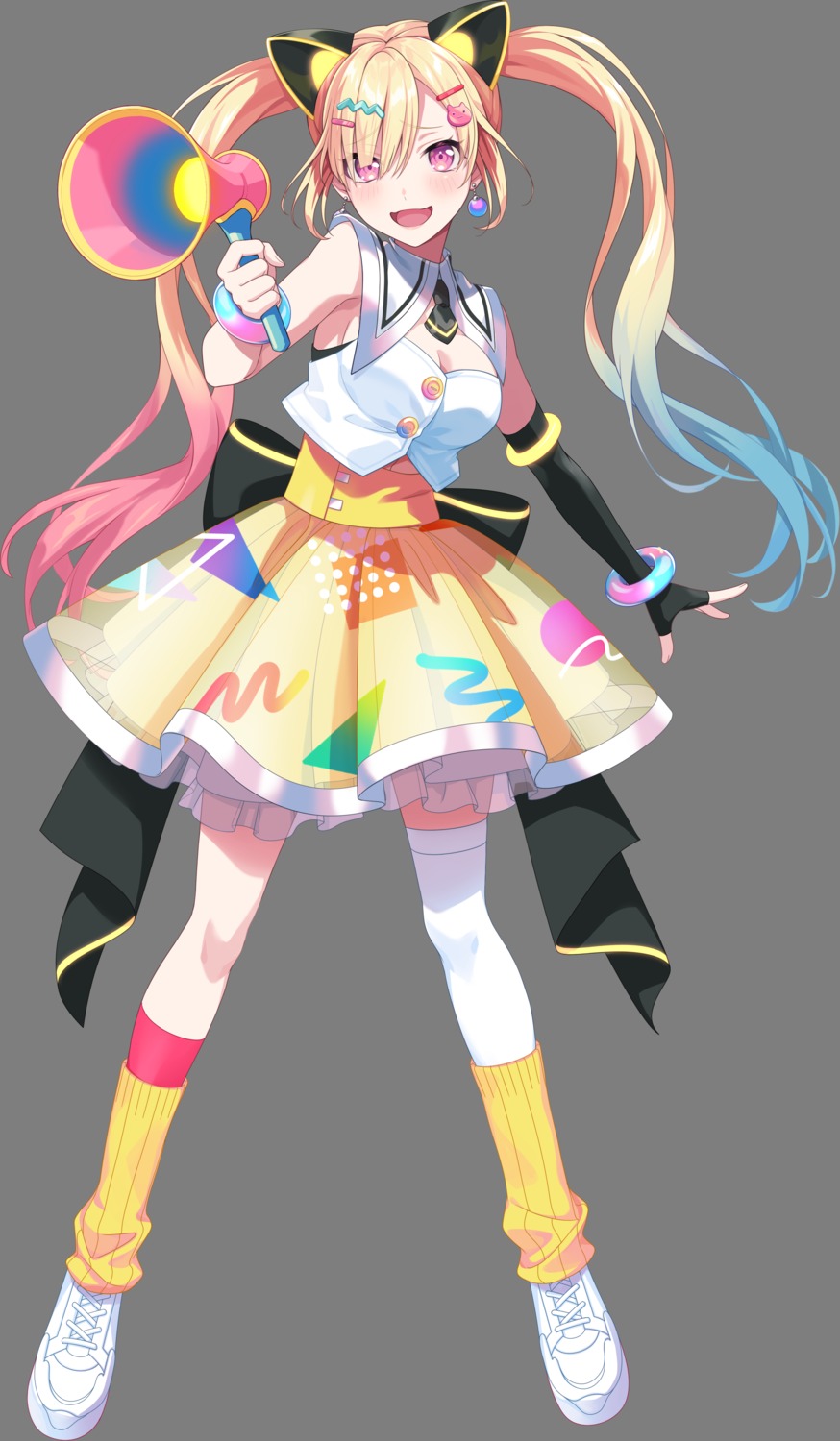 animal_ears, bang_dream!, bang_dream!_mugendai_mewtype, nakamachi_arale, nekomimi, no_bra, see_through, tagme, thighhighs, transparent_png, uniform