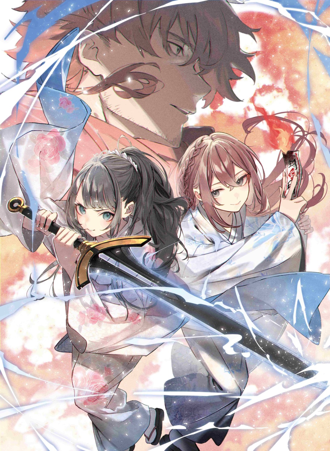 abe_haruka, igami_kousuke, kuwashima_rein, miyano_mizuki, saitei_rank_no_boukensha_yuusha_shoujo_wo_sodateru, sword, yukata