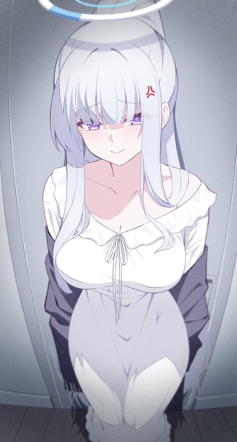 blue_archive, halo, no_bra, pajama, reia_76, ushio_noa