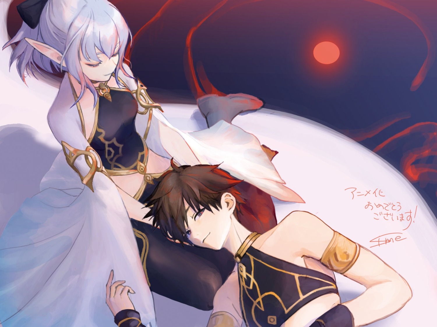 atou, ira_takuto, isekai_mokushiroku_mynoghra, no_bra, pointy_ears, sime